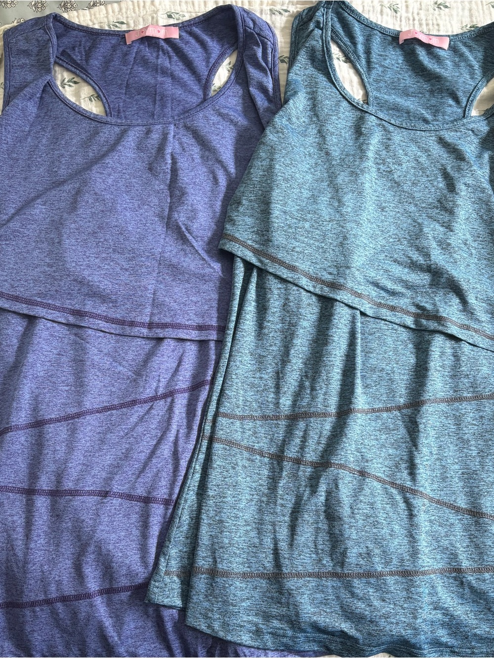 Layered Racerback Tank Top in Purple and Teal
